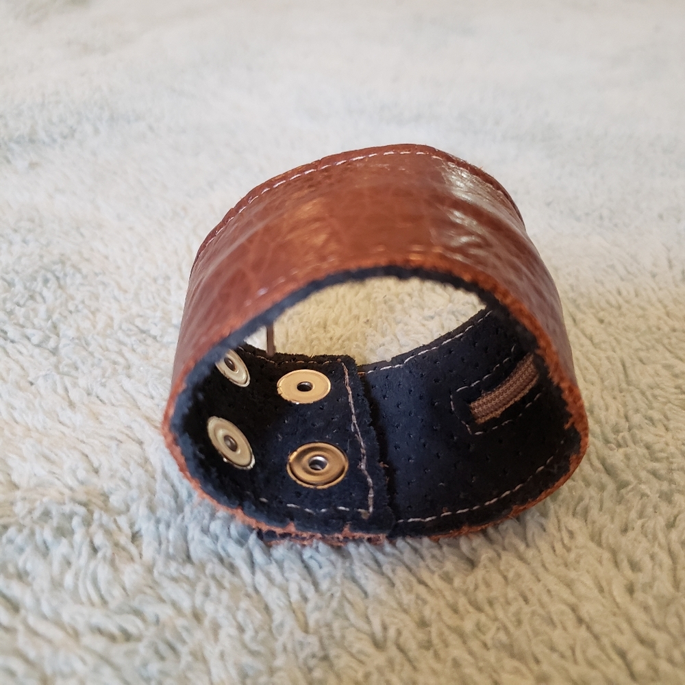 Leather Cuff Bracelet w/ Hidden Pocket!